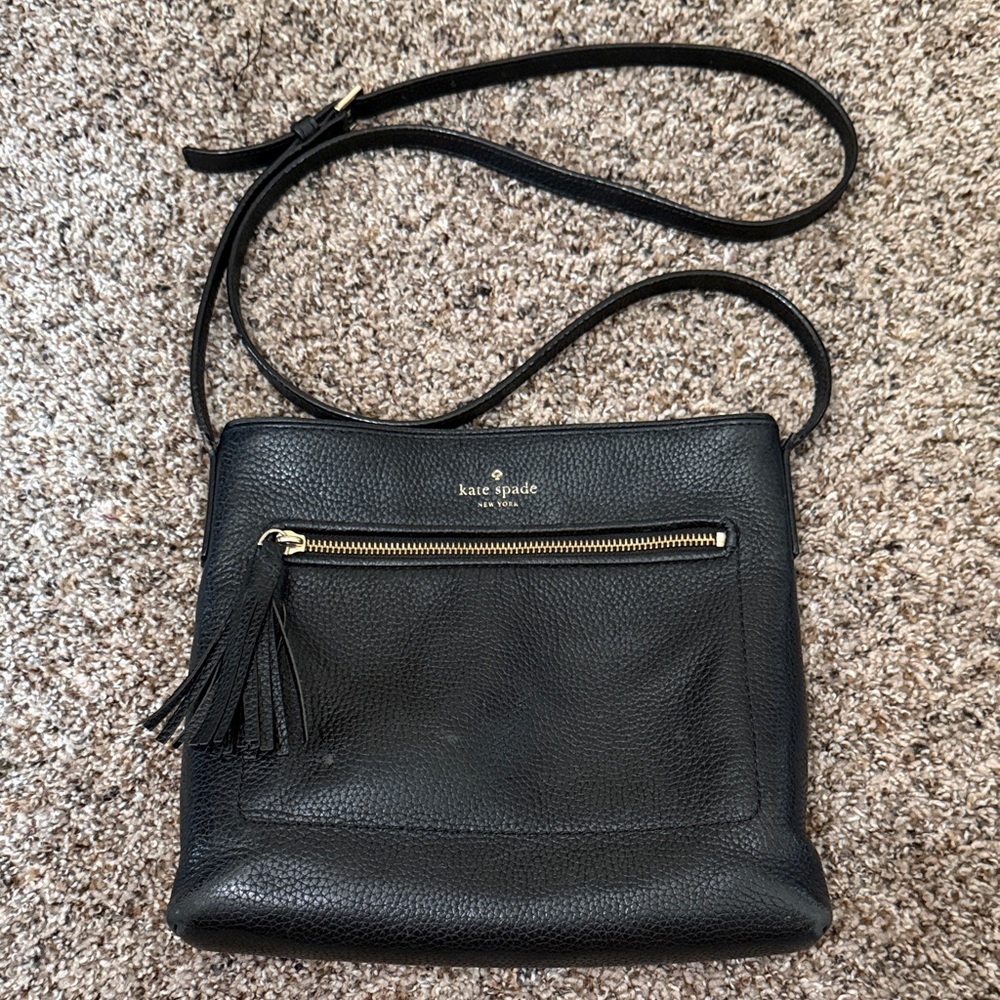 Kate Spade Chester Street Dessi Black Pebbled Leather Crossbody Bag